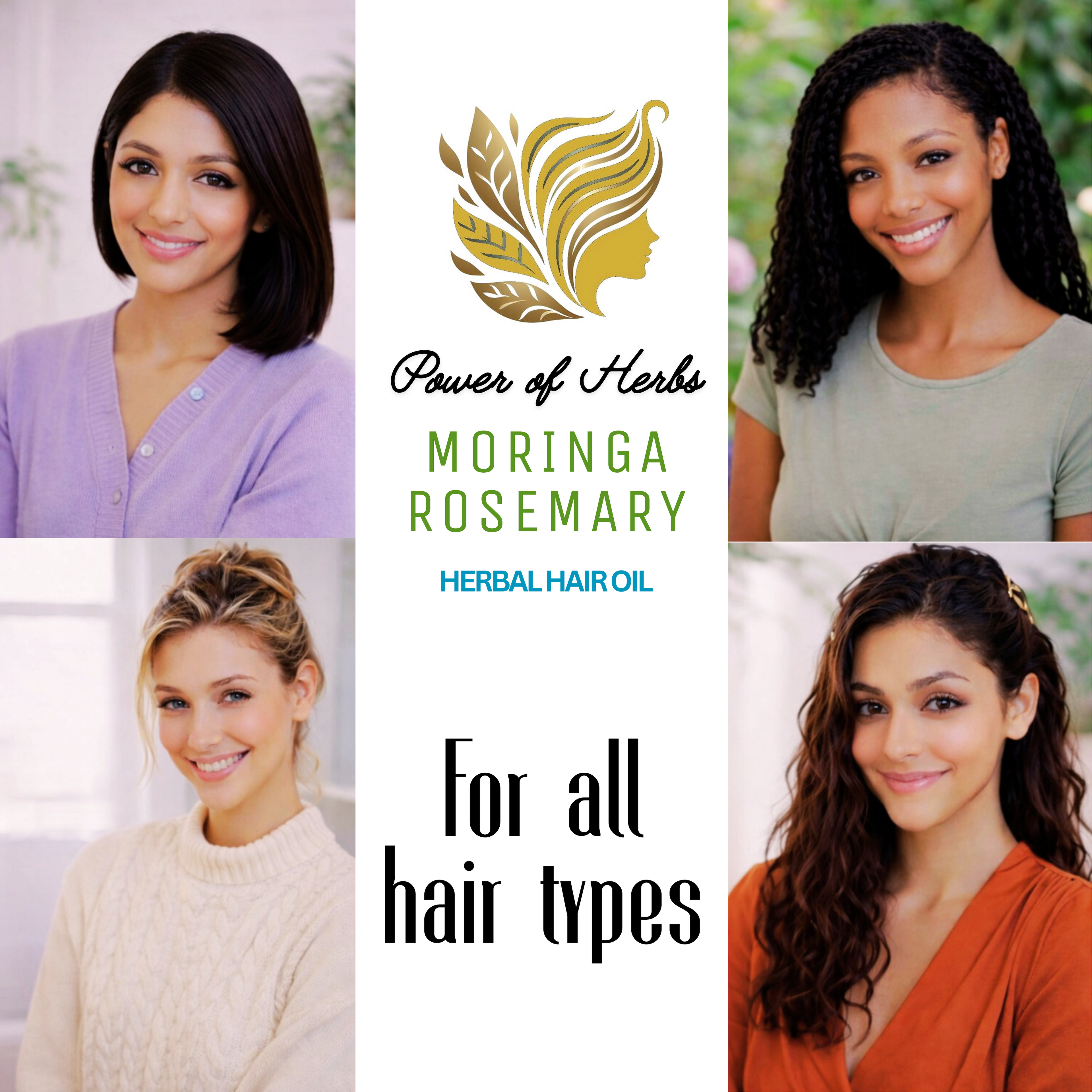 Moringa Rosemary Herbal Hair Oil with Pumpkin Seed, Amla & 15+ Herbs - Made in USA (2 oz)